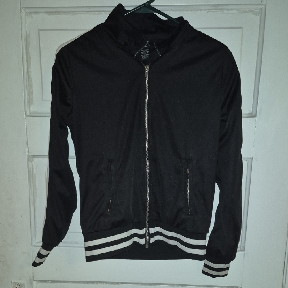 Rue21 Black Bomber Jacket with White Accents